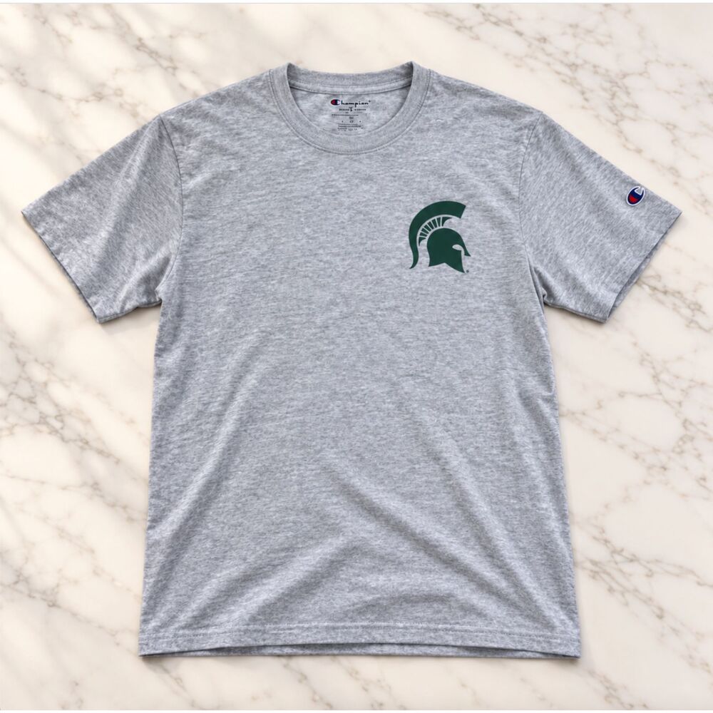 Champion Michigan State Spartans Mens S Gray T Shirt MSU NCAA College Logo Tee